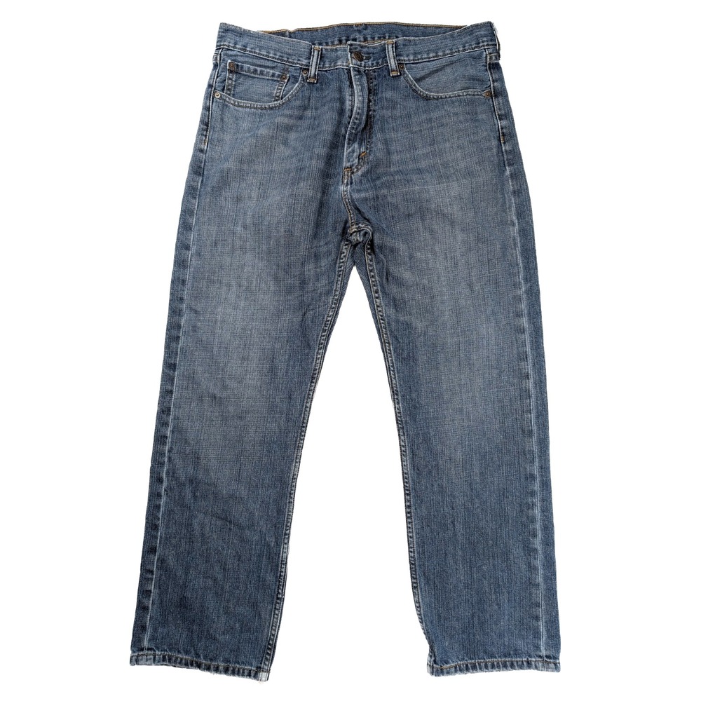 Levi's 505 Regular Fit Dark Denim Straight Leg Distressed Jeans Men's Size 36x30